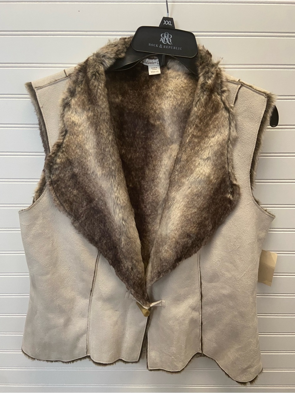 Coldwater Creek Faux Sterling Fur Lined Vest NWT